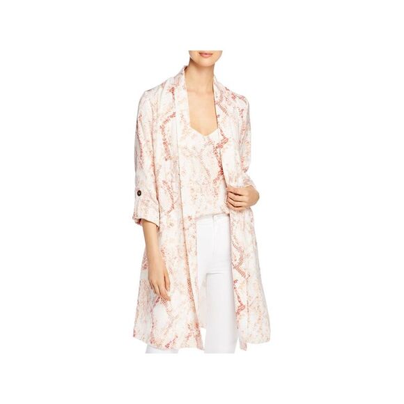 CUPCAKES AND CASHMERE Jackets & Blazers - CUPCAKES AND CASHMERE Womens Coral Roll-tab Sleeve Trench Coat S